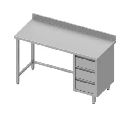 Table inox de travail adossée avec trois tiroirsà droite sans étagère 1900x600x900 Dernier Modèle