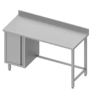 Vente Flash Table de travail inox adossée avec placardà gauche sans étagère 1200x600x900