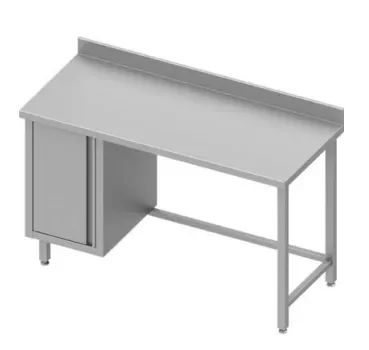 Table de travail inox adossée avec placardà gauche sans étagère 1400x700x900 Seulement Aujourd’hui