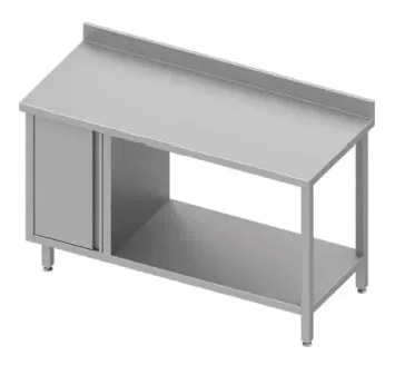 Nouvel Arrivage Table de travail inox adossée avec placardà gauche et étagère 1000x600x900