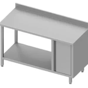 Vente Flash Table de travail inox adossée avec placardà droite et étagère 1500x700x900