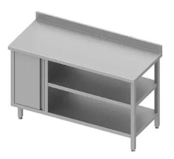 Commander Vite Table de travail inox adossée avec placardà gauche et deux étagères 800x800x900