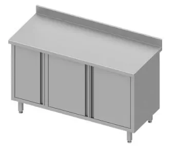 Meuble inox de rangement adossée avec placardà gauche 3 portes battantes 1400x800x900 Petit Prix