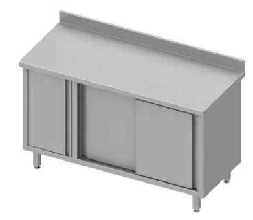 Meuble bas de rangement inox adossée avec placardà gauche 2 portes coulissante 1400x600x900 Prix Bas