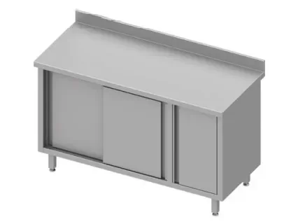 Meilleure Vente Meuble bas de rangement inox adossée avec placardà droite 2 portes coulissante 1600x600x900