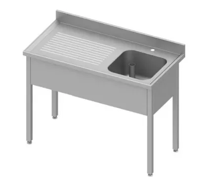 Plonge inox adossée avec 1 bacà droitesans étagère 1100x700x900 à monter Solde