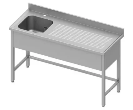 Plonge inox adossée renforcé avec 1 bacà gauchesans étagère 1600x600x900 Réduction