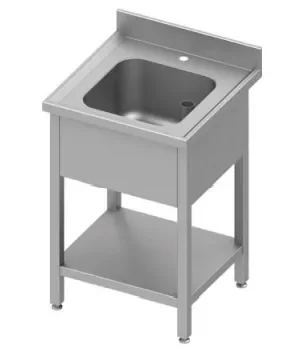 Plonge inox adossée avec 1 bac avec étagère 600x600x900 à monter Promotion