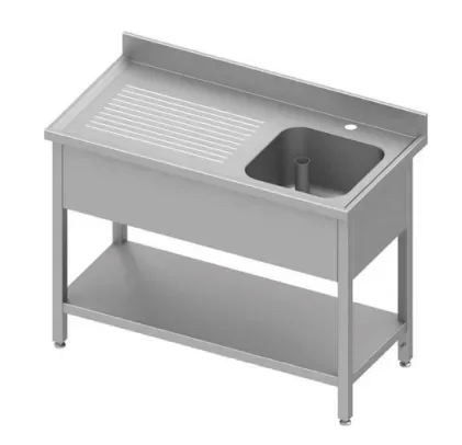 Offre Limitée Plonge inox adossée avec 1 bacà droite avec étagère 1600x600x900 à monter