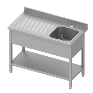 Offre Limitée Plonge inox adossée avec 1 bacà droite avec étagère 1200x700x900 à monter