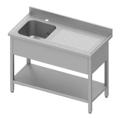 Solde Plonge inox adossée avec 1 bacà gauche avec étagère 1200x600x900 à monter