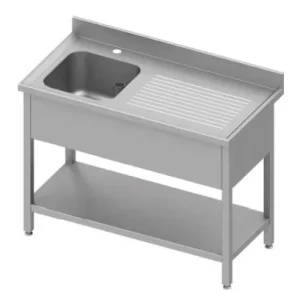 Vente Flash Plonge inox adossée avec 1 bacà gauche avec étagère 1100x700x900 à monter