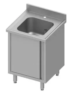 Quantité Limitée Plonge inox adossée avec 1 bac sur armoire portes battantes 600x600x900