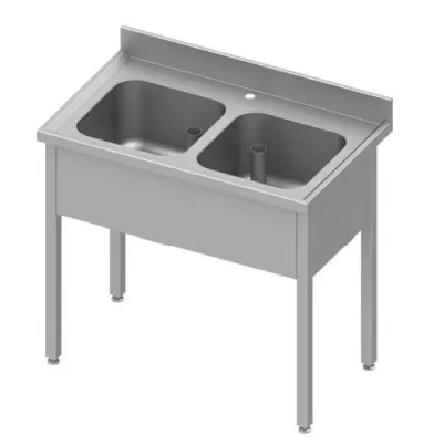 Plonge inox adossée avec 2 bacs sans egoutoires sans étagère 1000x700x900 à monter Expédition Rapide