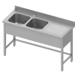 Vente Flash Plonge inox renforcé adossée avec 2 bacsà gauche sans étagère 1700x700x900
