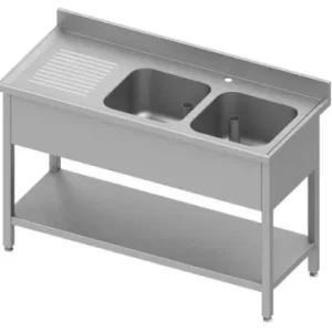 Vente Flash Plonge inox adossée avec 2 bacsà droite avec étagère 1800x600x900 à monter