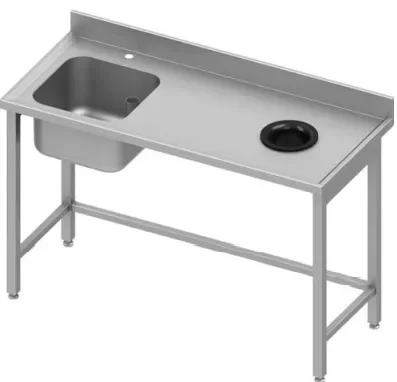 Plonge inox adossée avec 1 bacà gauche sans étagère avec trou vide ordure 1300x600x900 soudée Meilleur Choix
