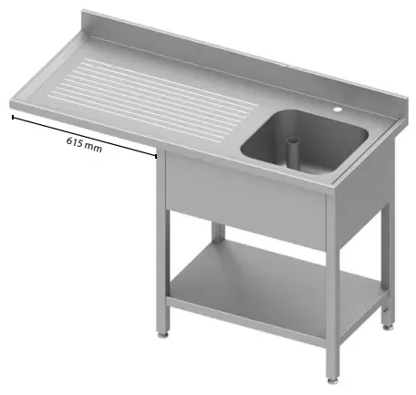 Retour Gratuit Plonge inox 1 bacà droite avec passage lave-vaisselle 1200x600x900à monter