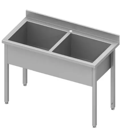 Vente Flash Plonge inox maxi 2 cuves profondes soudée 1400x700x900 h=300