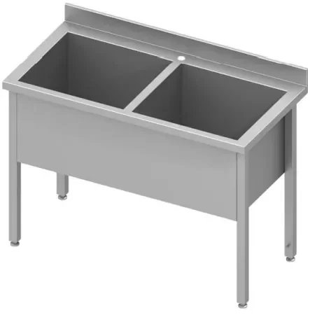 Soldes Plonge inox maxi 2 cuves profondes soudée 1600x600x900 h=400