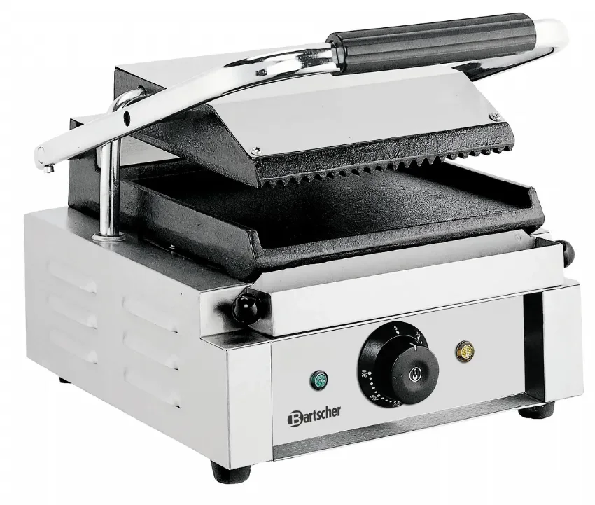 Nouvel Arrivage Grill de contact simple électrique professionnel nervuré et lisse - 290x395x210 mm