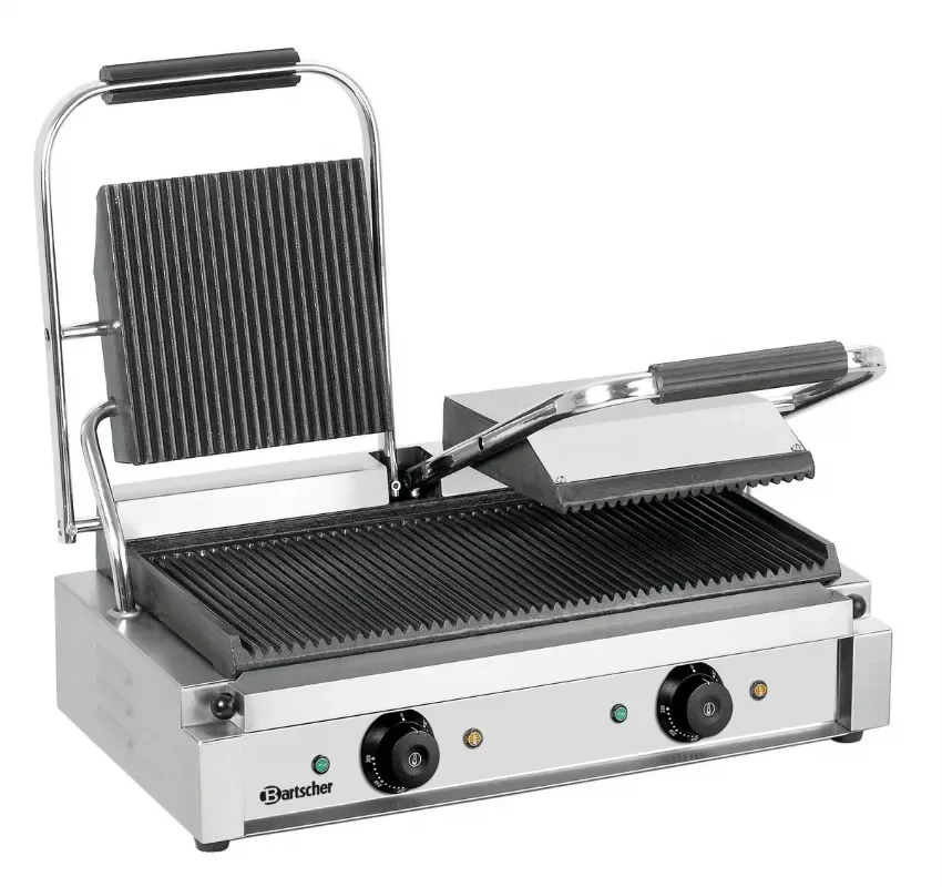 Jusqu’à Épuisement Des Stocks Double grill de contact électrique professionnel nervuré - 570x395x210 mm