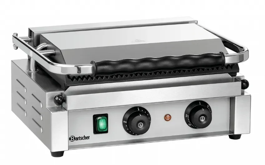 Grill de contact en inox pour panini rainuré - 410x400x200 mm Réduction
