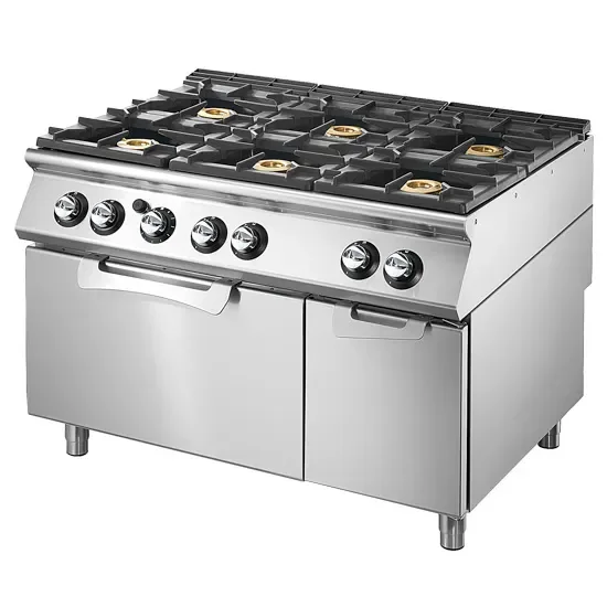Pas Cher Cuisinière gaz sur four électrique gn 2/1 armoire fermée - avec 6 brûleurs