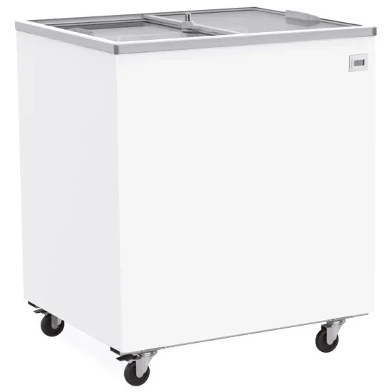 Congélateur bahut blanc vitré coulissant avec capacité 170 l et température -18/-24°c Populaire