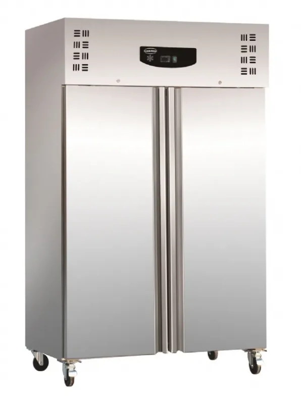 Réfrigérateur 2 portes professionnel en inox intérieur alu ventilé 1200 litres - 1345x815x2010 mm Nouvel Arrivage