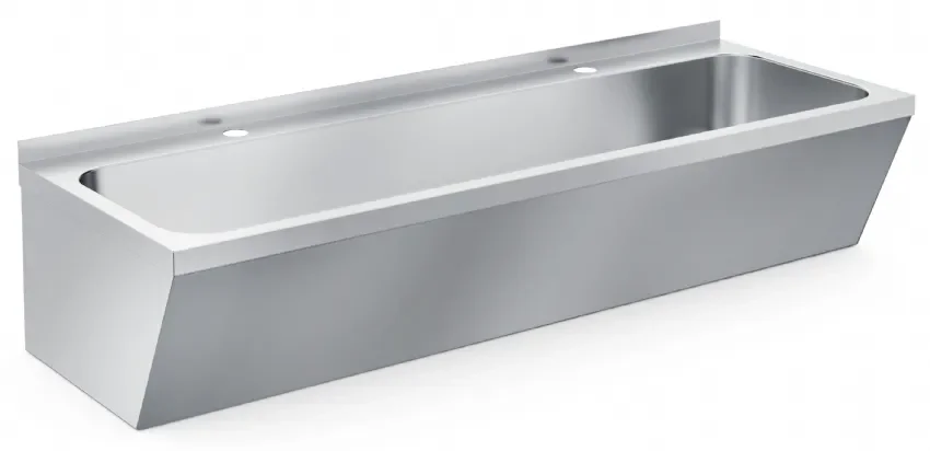 Soldes Lavabo double en acier inox - 1200x425x165 mm