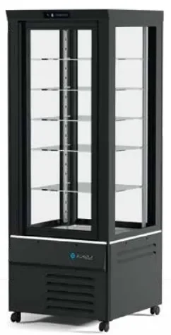 Super Prix Vitrine 4 faces vitrées négative couleur noire 420l - 690x720x1870 mm