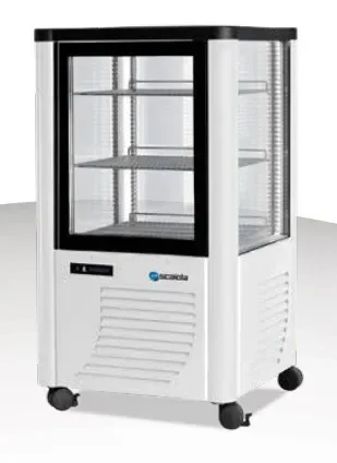 Prix Promo Vitrine réfrigérée positive panoramique couleur blanche 4 faces vitrées 230l