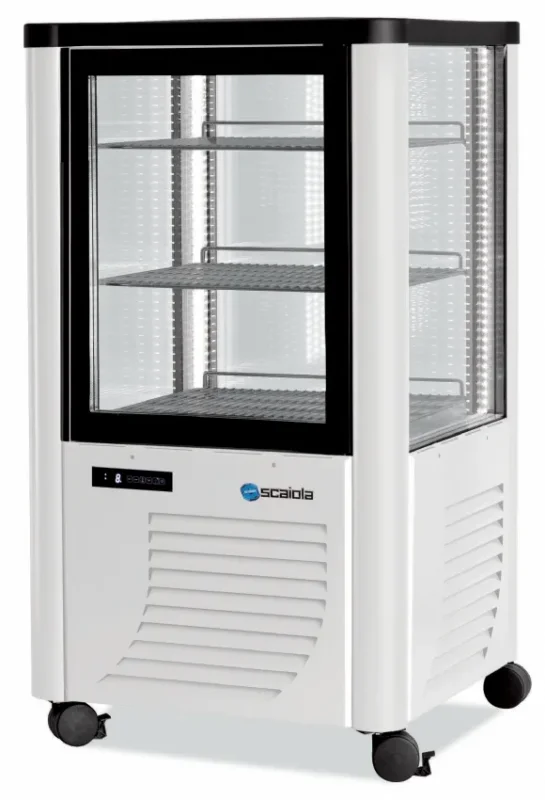Vitrine réfrigérée positive panoramique couleur noire 4 faces vitrées 230l Meilleur Prix