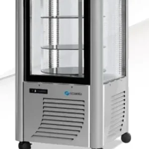 Vitrine réfrigérée positive panoramique rotative couleur argent 4 faces vitrées 230l Acheter En Ligne
