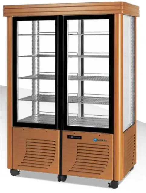 Achat Immédiat Vitrine réfrigérée panoramique rotative positive couleur bois 2 portes 800l