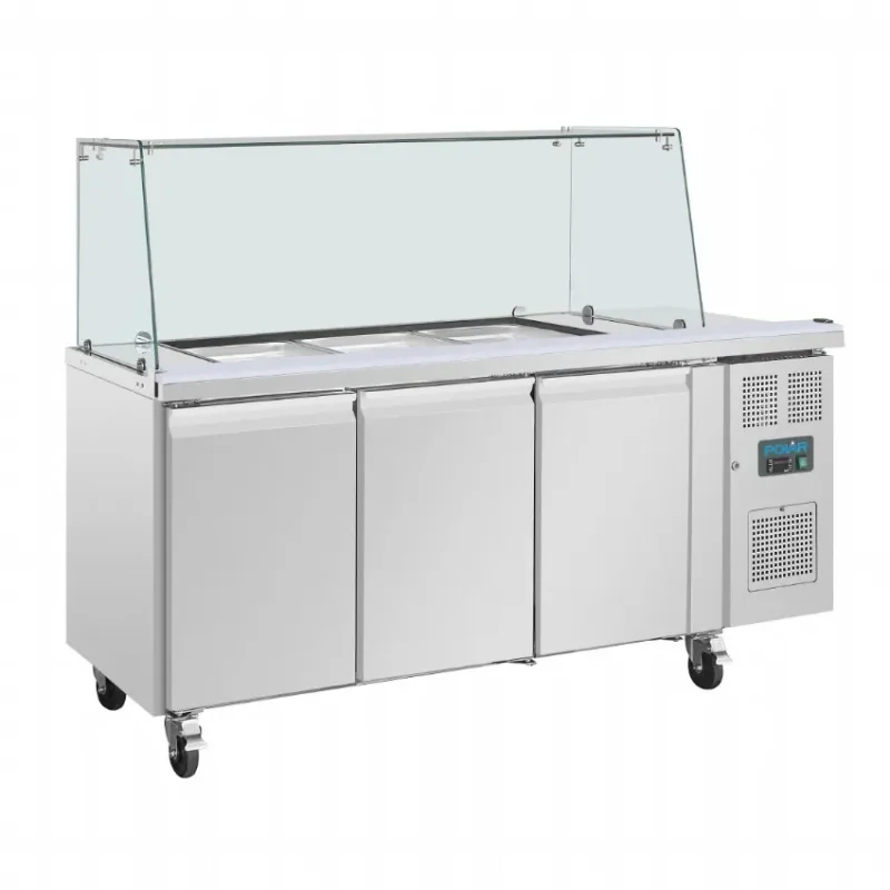 Commander Vite Comptoir à salade gn avec pare-haleine carré série u 3 portes 3xgn 1/1