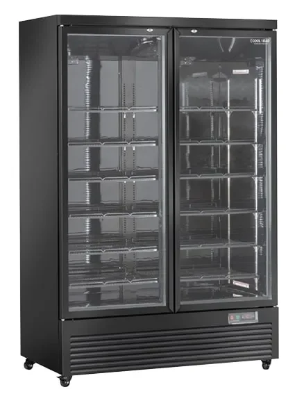 Acheter Direct Armoire à boissons 2 portes vitrées 1000 litres 1253x740x2040 mm noire