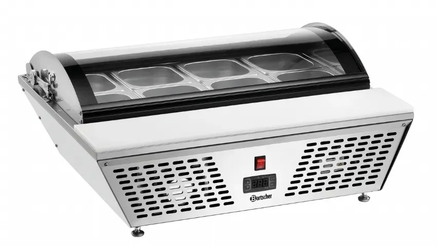 Vitrine réfrigérée inox à planche à découper avec 8 bacs 1/6 gn 67 litres - 790x620x320 mm Solde