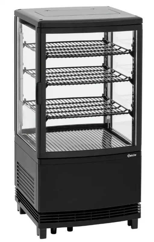 Mini-vitrine réfrigérée 64 litres avec 2 portes à battant en verre - 425x425x840 mm Must-Have