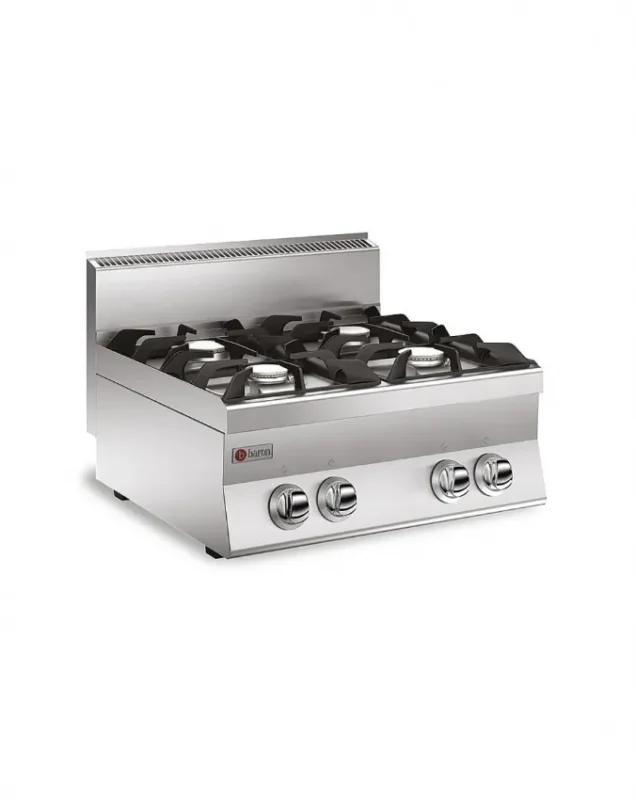 Paiement Sécurisé Plaque de cuisson au gaz à poser en inox avec 4 feux vifs - 800x650x490 mm