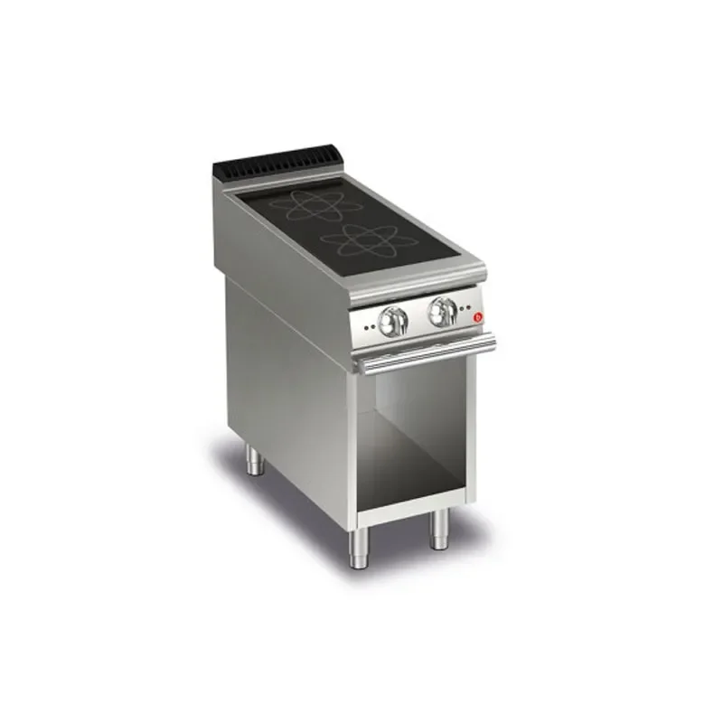 Plaque à induction sur coffre en inox avec 2 zones de chauffe - 400x700x870 mm Promotion