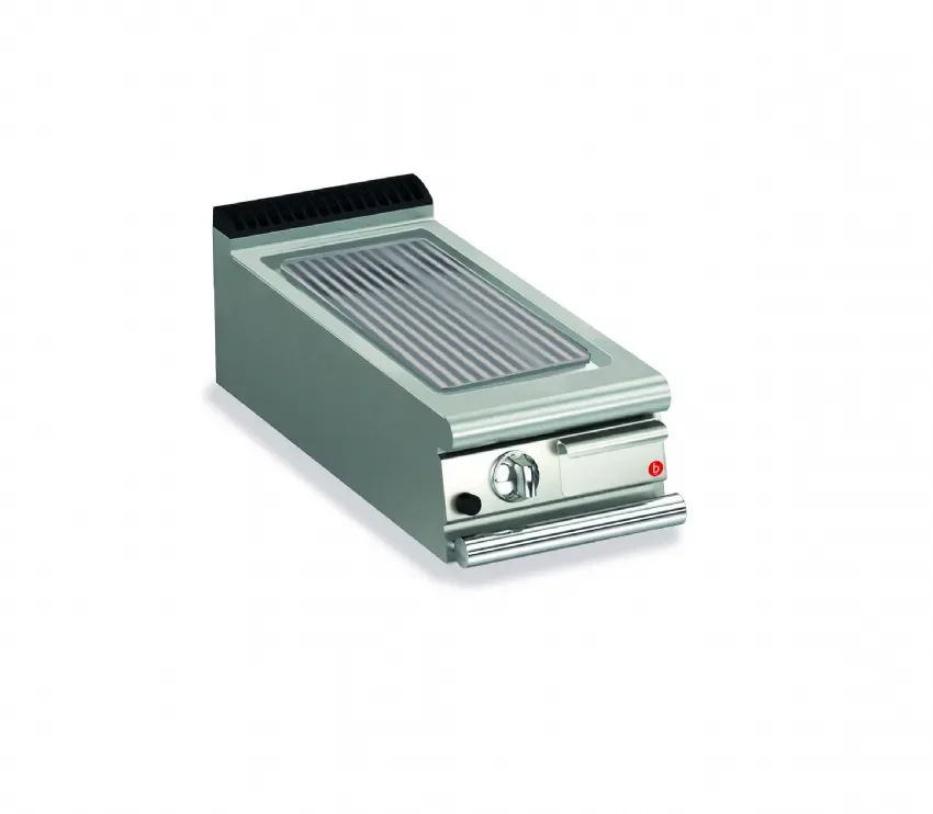 Plancha à poser au gaz avec 1 plaque rainurée en chrome dur - 305x490 mm Petit Prix
