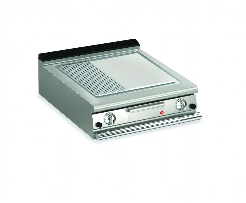 Populaire Plancha gaz à poser avec 1 plaque 1/3 rainurée en chrome dur - 705x490 mm
