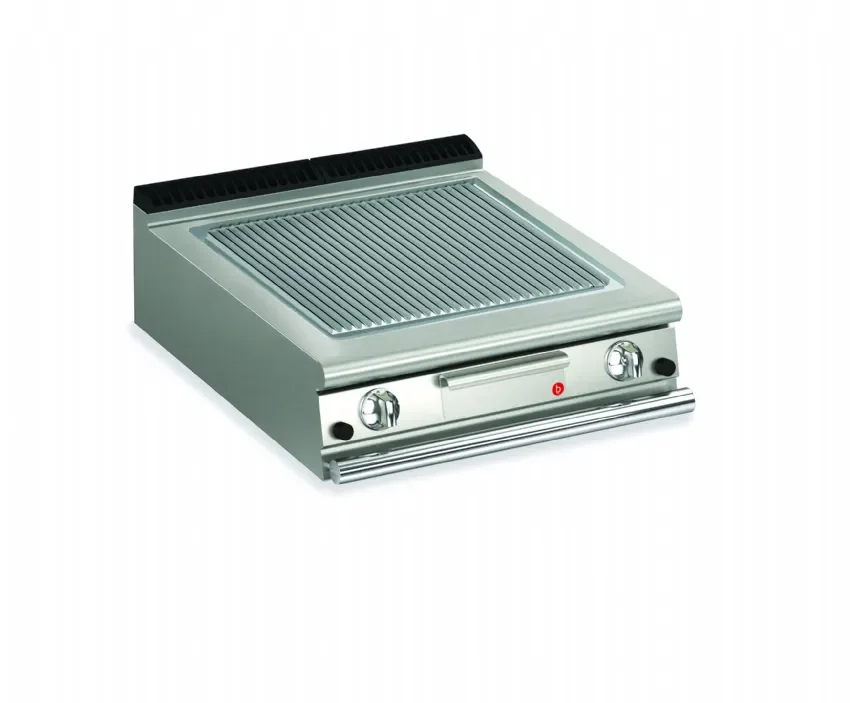 Populaire Plancha gaz 1 plaque rainurée en chrome dur à poser - 705x490 mm