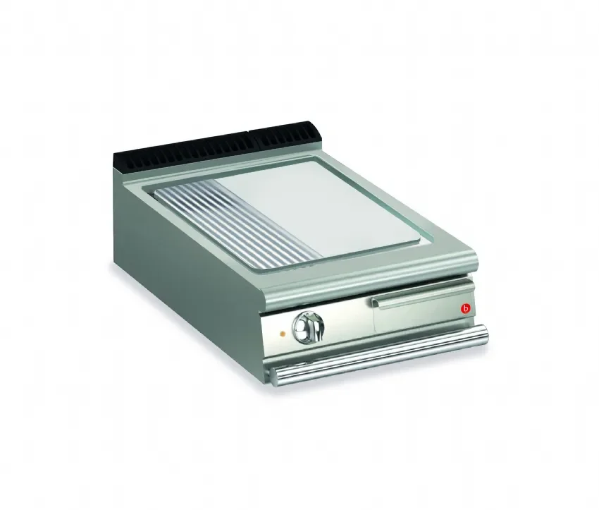 Plancha électrique inox à poser avec 1 plaque 1/3 rainurée - 505x490 mm Offre Exclusive