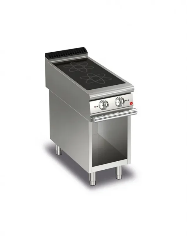 Wok à induction pro en inox avec 2 zone de chauffe - 400x900x870 mm Bon Plan
