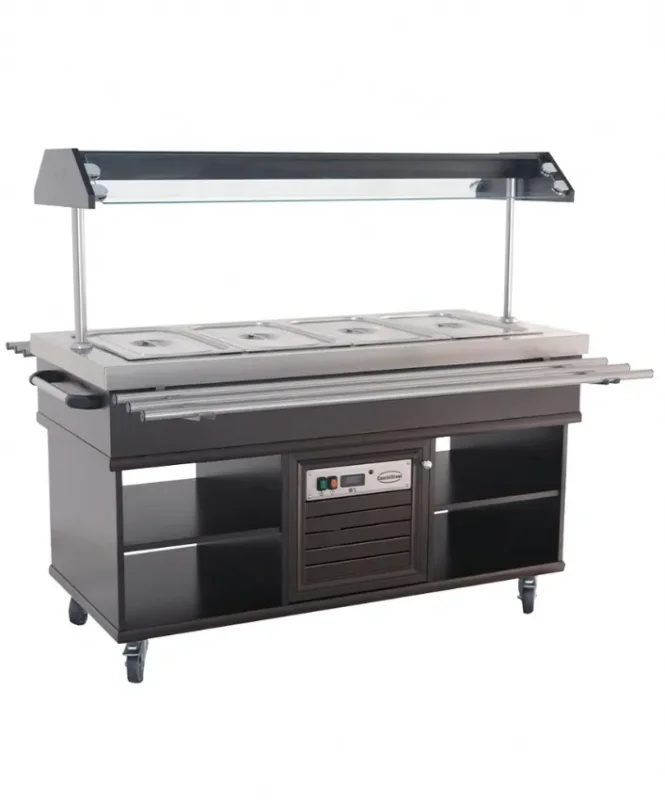 Achat Immédiat Buffet chaud en acier inoxydable 230v pour 4 bacs gn 1/1 - 1500x700x1400 mm
