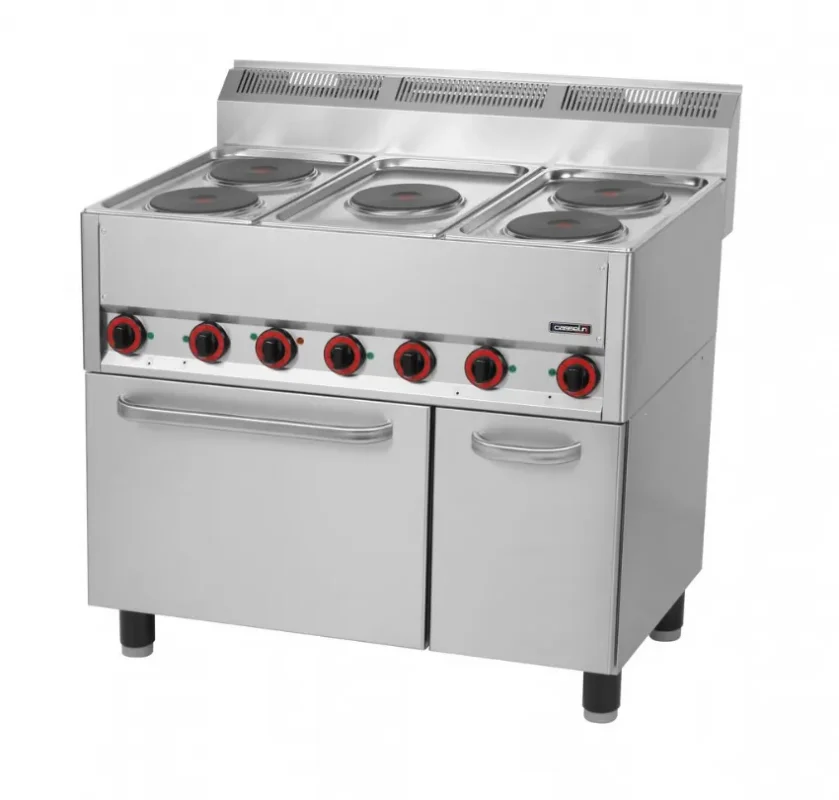 Fourneau électrique 5 feux avec four électrique ventilé gn 1/1 Commande En Gros