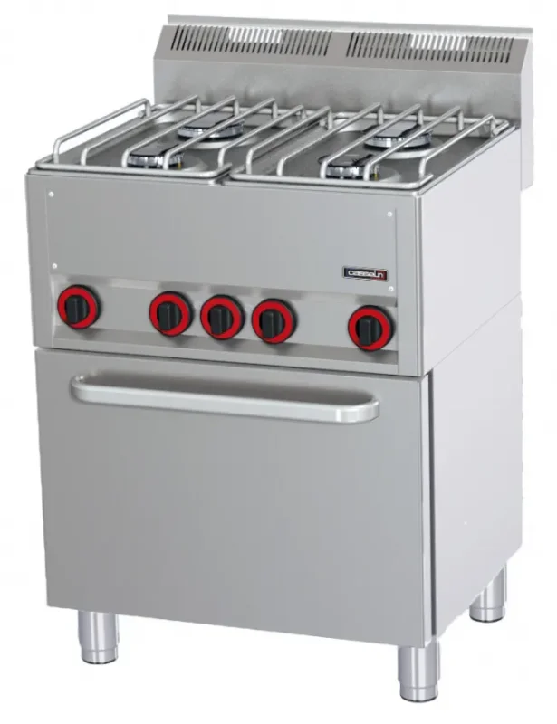 Prix Réduit Fourneau gaz 4 feux2 x 3 600 w + 2 x 3 000 w avec four électrique ventilé gn 1/1